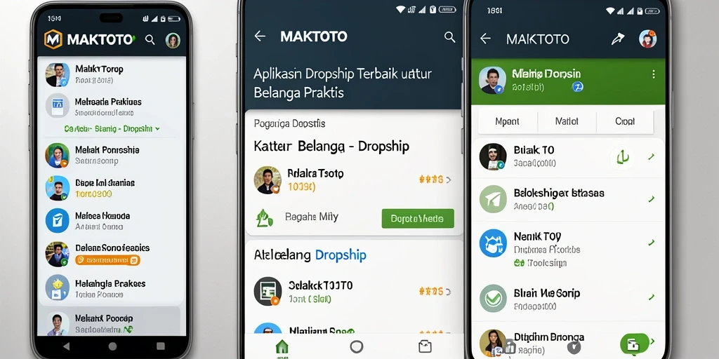Tampilan antarmuka aplikasi MAKTOTO yang memudahkan proses dropship.