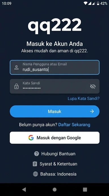 Tampilan halaman login qq222